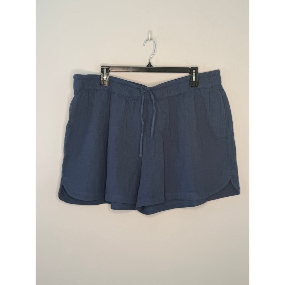 PACT Dark Teal 100% Cotton Elastic Drawstring Waist Short Loose Shorts Sz XXXL